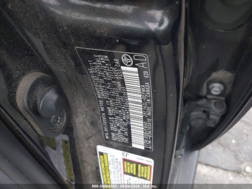 2011 Toyota Corolla Le VIN: 2T1BU4EE6BC609899 Lot: 39564585