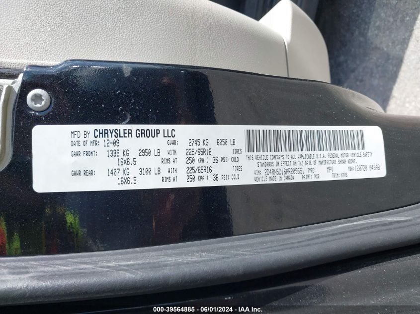 2010 Dodge Grand Caravan Sxt VIN: 2D4RN5D16AR209651 Lot: 39564885