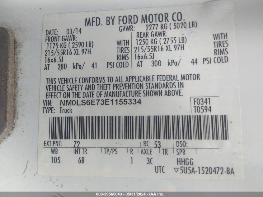 NM0LS6E73E1155334 2014 Ford Transit Connect Xl