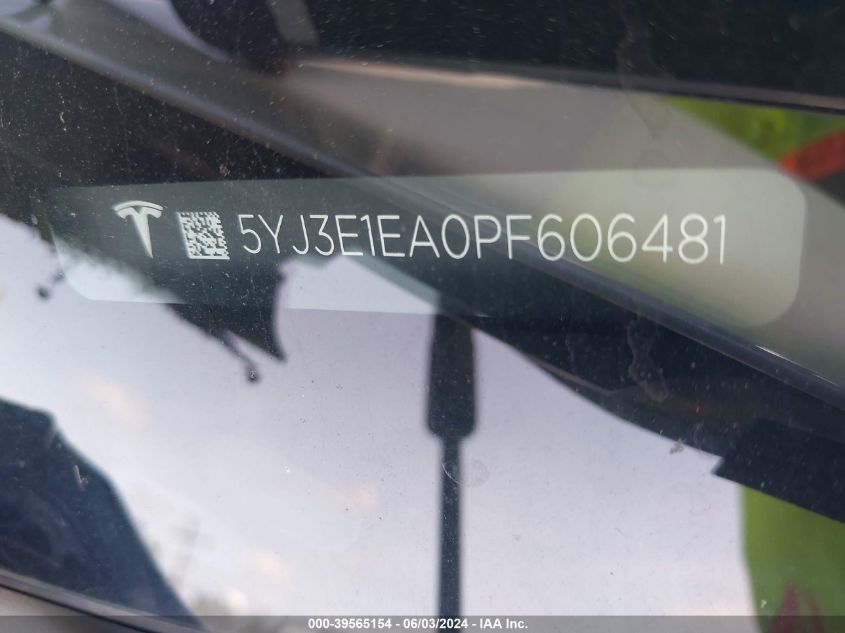 2023 TESLA MODEL 3 REAR-WHEEL DRIVE - 5YJ3E1EA0PF606481