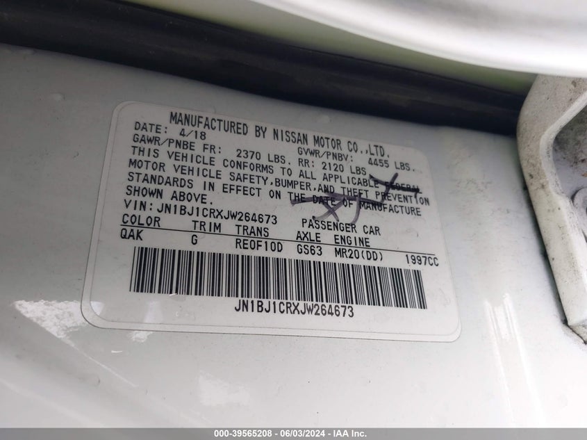 2018 Nissan Rogue Sport S VIN: JN1BJ1CRXJW264673 Lot: 39565208