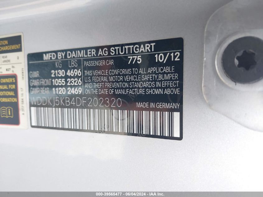 WDDKJ5KB4DF202320 2013 Mercedes-Benz E 350