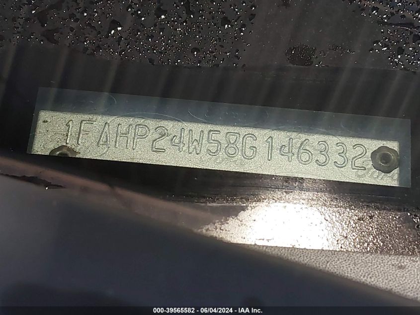 2008 Ford Taurus Sel VIN: 1FAHP24W58G146332 Lot: 39565582