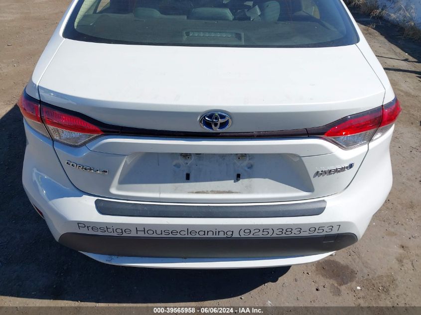 2020 Toyota Corolla Hybrid Le VIN: JTDEBRBE6LJ009569 Lot: 39565958