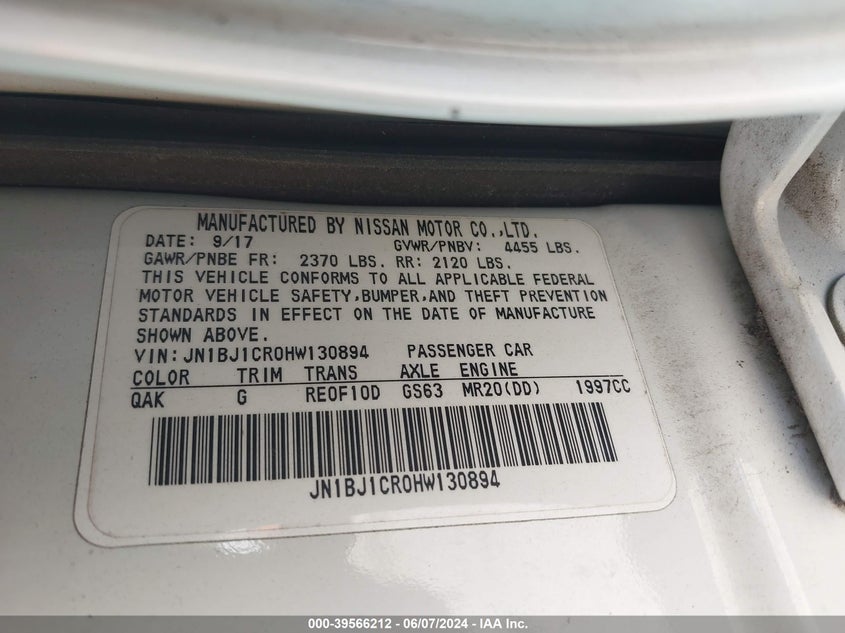 2017 Nissan Rogue Sport S VIN: JN1BJ1CR0HW130894 Lot: 39566212