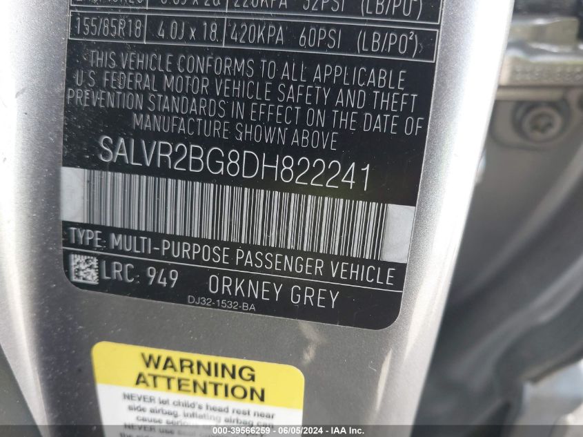 2013 LAND ROVER RANGE ROVER EVOQUE PURE - SALVR2BG8DH822241