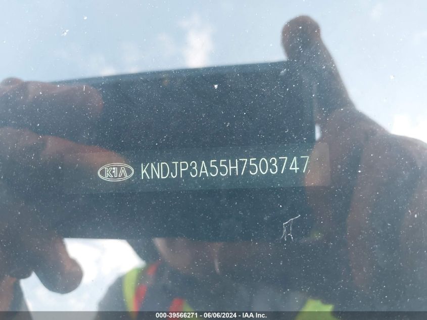 2017 Kia Soul + VIN: KNDJP3A55H7503747 Lot: 39566271
