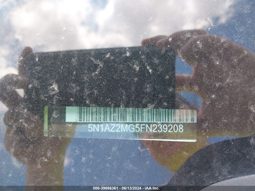2015 Nissan Murano Sl VIN: 5N1AZ2MG5FN239208 Lot: 39566361