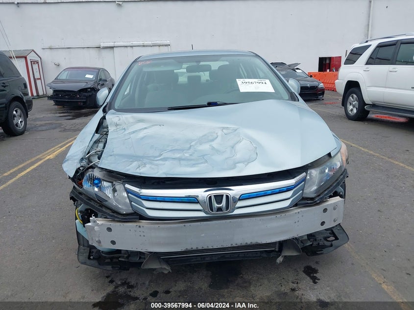 2012 Honda Civic Hybrid VIN: JHMFB4F24CS001826 Lot: 39567994