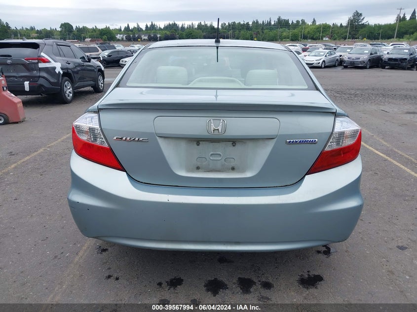 2012 Honda Civic Hybrid VIN: JHMFB4F24CS001826 Lot: 39567994