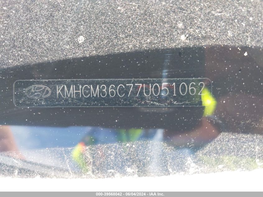 2007 Hyundai Accent Gs VIN: KMHCM36C77U051062 Lot: 39568042