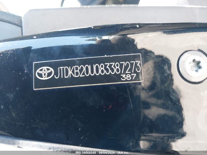 2008 Toyota Prius VIN: JTDKB20U083387273 Lot: 39568049