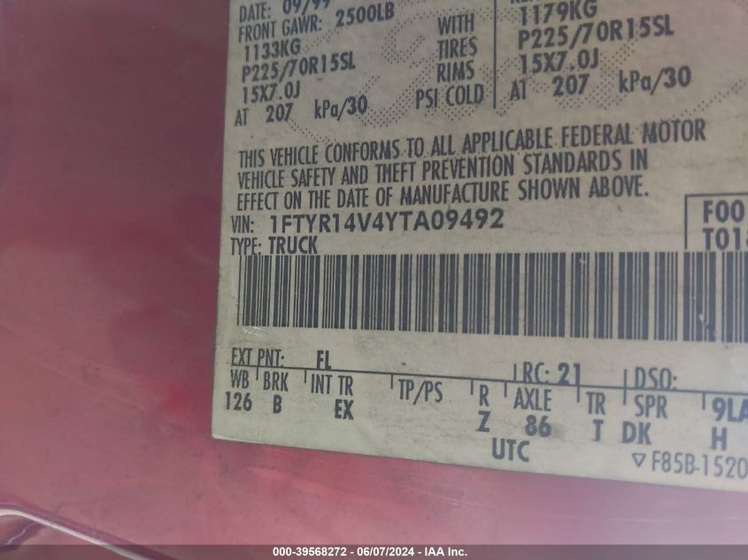 1993 Ford Ranger VIN: 1FTCR10U0PPB83915 Lot: 39568272