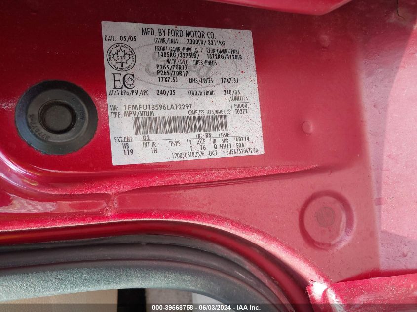 2006 Ford Expedition Eddie Bauer/King Ranch VIN: 1FMFU18596LA12297 Lot: 39568758