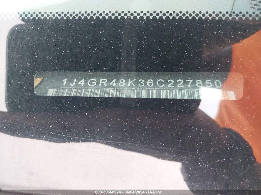 2006 Jeep Grand Cherokee Laredo VIN: 1J4GR48K36C227850 Lot: 39568874