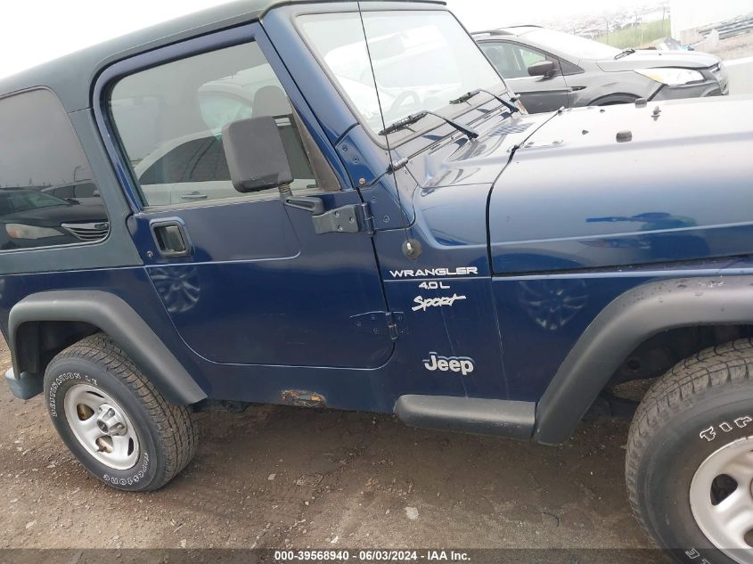 2000 Jeep Wrangler Sport VIN: 1J4FA49S6YP779100 Lot: 39568940