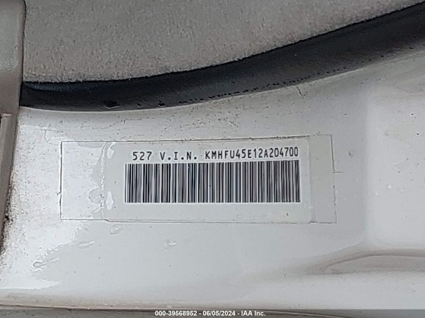 2002 Hyundai Xg350 L VIN: KMHFU45E12A204700 Lot: 39568952