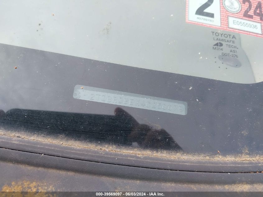 2004 Toyota Corolla Le VIN: 2T1BR38EX4C250079 Lot: 39569097