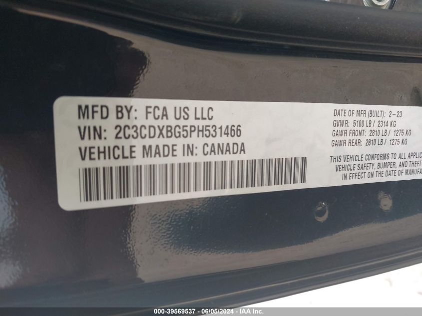 2023 DODGE CHARGER SXT - 2C3CDXBG5PH531466