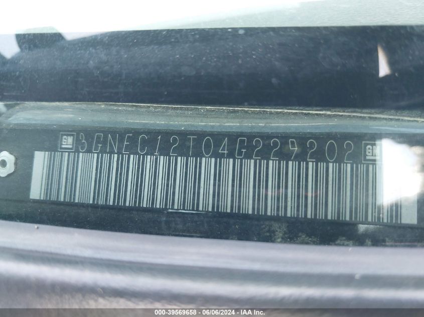 2004 Chevrolet Avalanche 1500 VIN: 3GNEC12T04G229202 Lot: 39569658