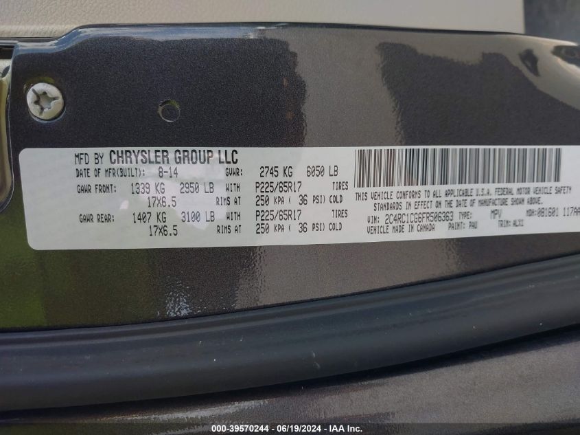 2015 Chrysler Town & Country Touring-L VIN: 2C4RC1CG6FR506363 Lot: 39570244