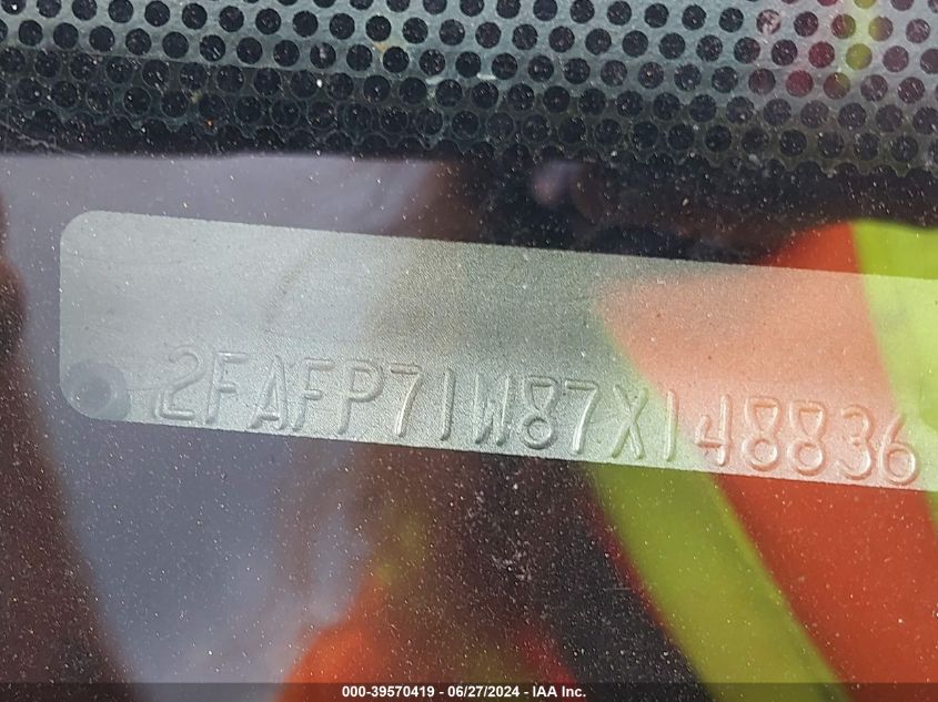 2007 Ford Crown Victoria Police/Police Interceptor VIN: 2FAFP71W87X148836 Lot: 39570419