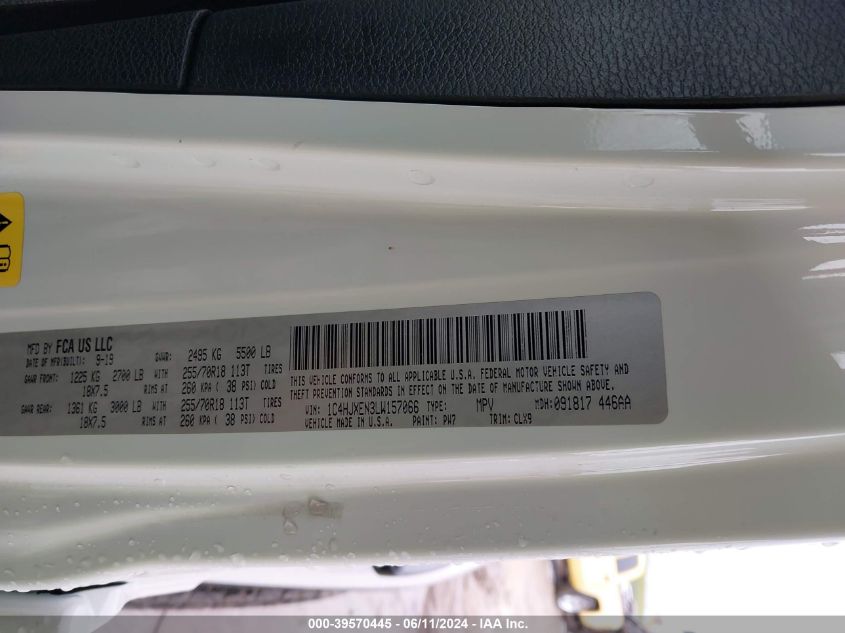 2020 Jeep Wrangler Unlimited Sahara 4X4 VIN: 1C4HJXEN3LW157066 Lot: 39570445