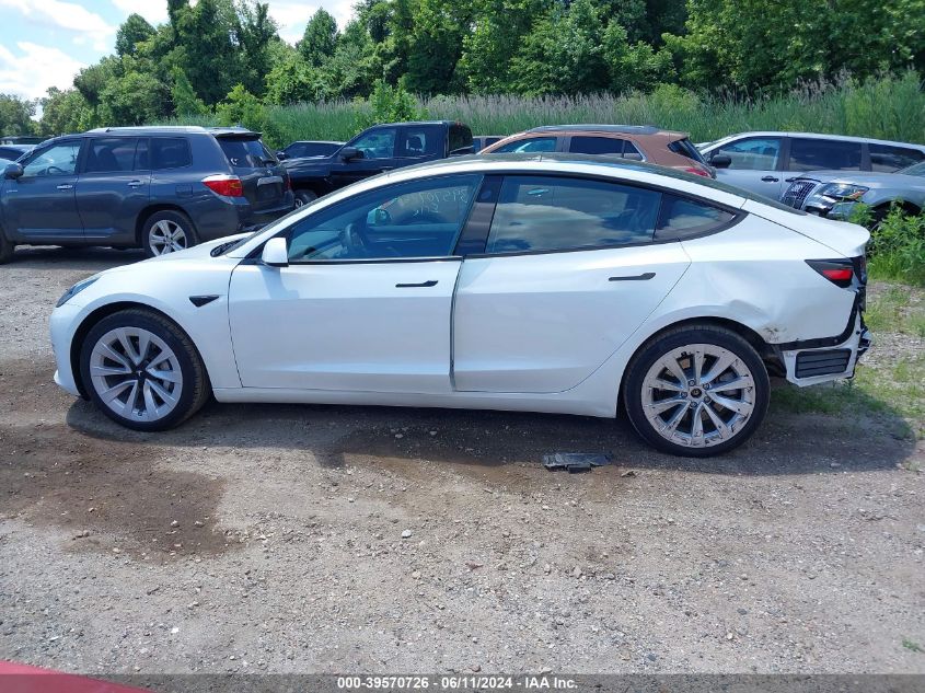 2022 Tesla Model 3 Rear-Wheel Drive VIN: 5YJ3E1EA7NF345234 Lot: 39570726