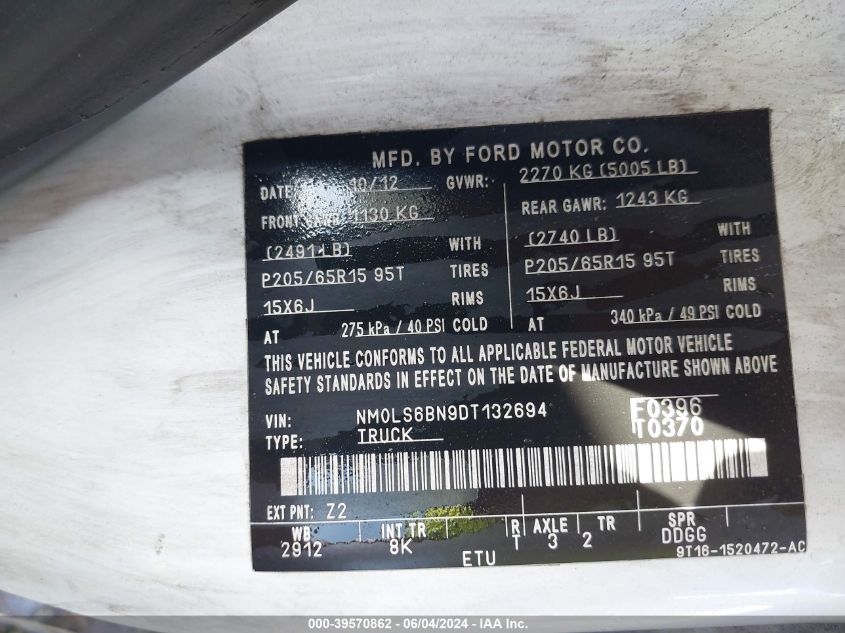 2013 FORD TRANSIT CONNECT XLT - NM0LS6BN9DT132694