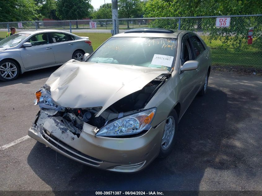 2002 Toyota Camry Le V6 VIN: 4T1BF32K22U538360 Lot: 39571387