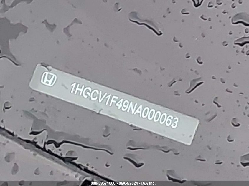 2022 Honda Accord Sport Special Edition VIN: 1HGCV1F49NA000063 Lot: 39571600