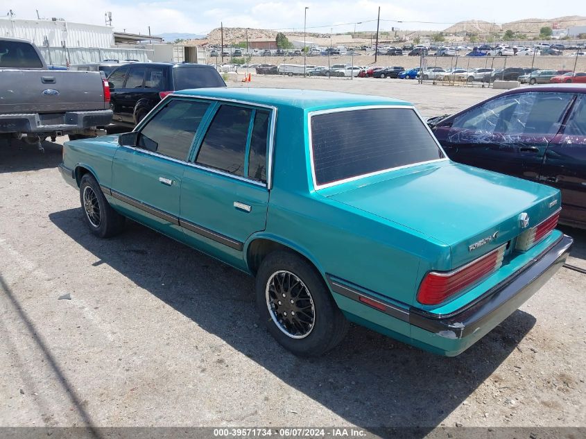 1988 Plymouth Reliant Le VIN: 1P3BP46K3JC154612 Lot: 39571734