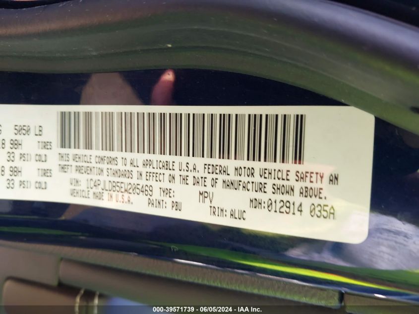 2014 Jeep Cherokee Limited VIN: 1C4PJLDB5EW205469 Lot: 39571739