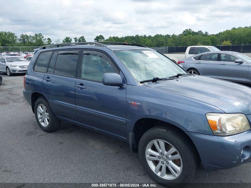 2006 Toyota Highlander Hybrid Limited V6 VIN: JTEDW21A060002757 Lot: 39571875