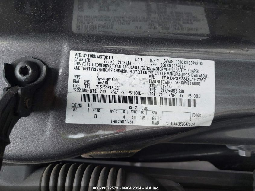 1FADP3F28DL167367 2013 Ford Focus Se