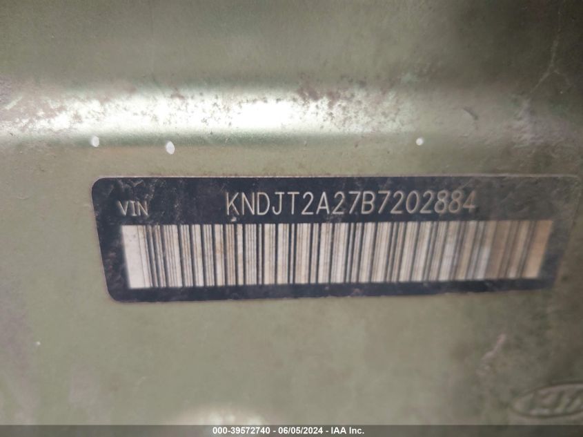 2011 Kia Soul ! VIN: KNDJT2A27B7202884 Lot: 39572740