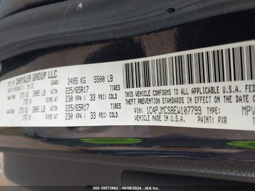 2014 Jeep Cherokee Latitude VIN: 1C4PJMCS8EW107799 Lot: 39572962