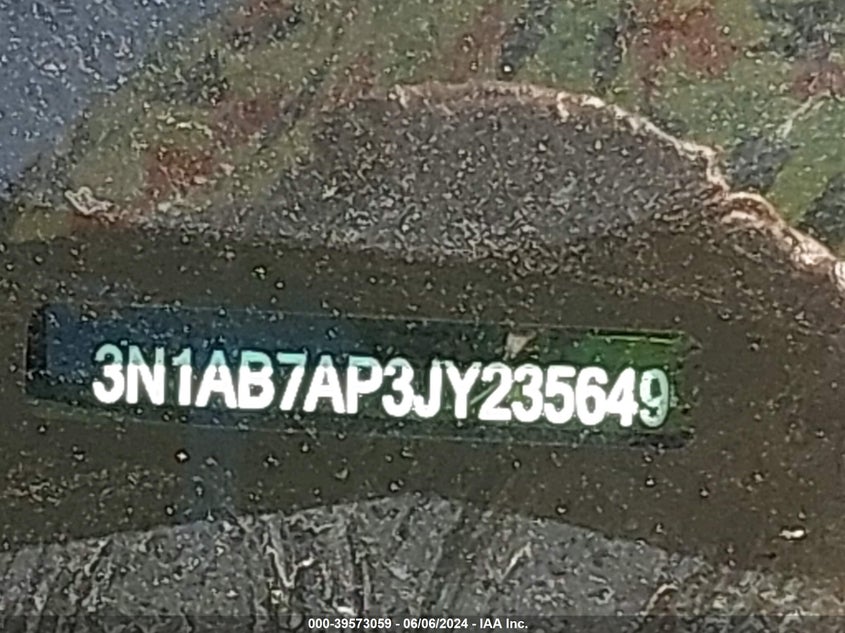 2018 Nissan Sentra S VIN: 3N1AB7AP3JY235649 Lot: 39573059
