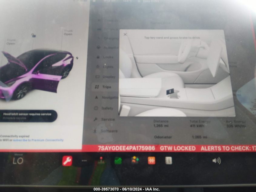 2023 Tesla Model Y Awd/Long Range Dual Motor All-Wheel Drive VIN: 7SAYGDEE4PA175986 Lot: 39573070