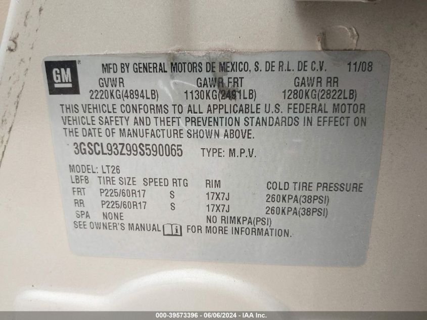 2009 Saturn Vue Hybrid 4-Cyl Base VIN: 3GSCL93Z99S590065 Lot: 39573396