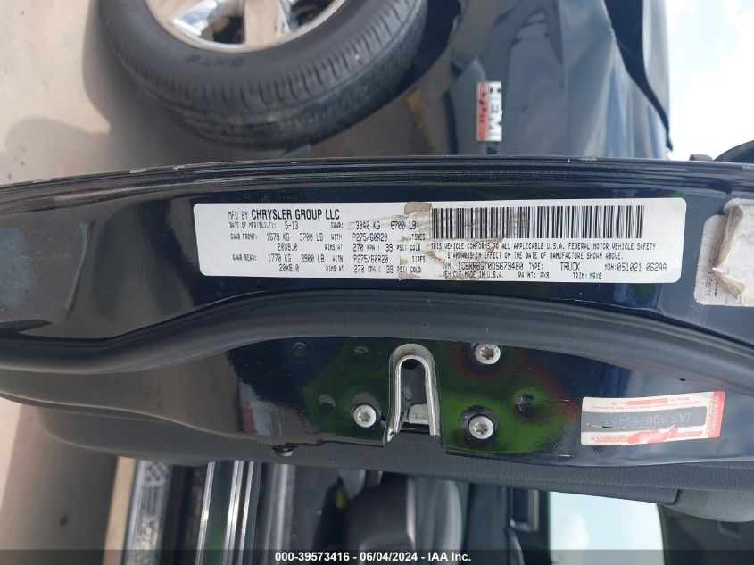 2013 Ram 1500 Big Horn VIN: 1C6RR6GT0DS679480 Lot: 39573416