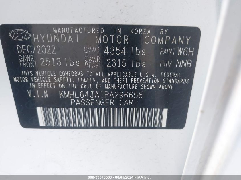 2023 Hyundai Sonata Sel VIN: KMHL64JA1PA296656 Lot: 39573563