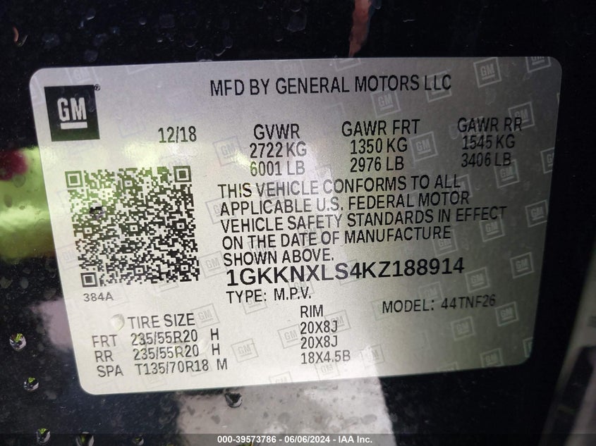 2019 GMC ACADIA DENALI - 1GKKNXLS4KZ188914