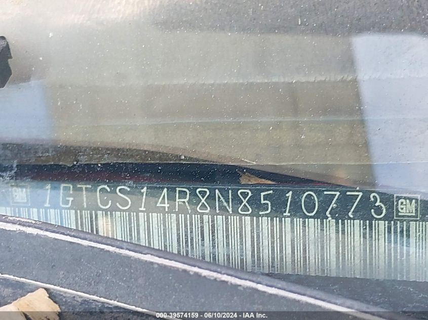 1992 GMC Sonoma VIN: 1GTCS14R8N8510773 Lot: 39574159