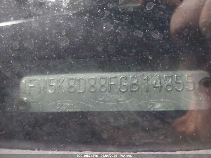 2015 Ford Explorer Xlt VIN: 1FM5K8D88FGB14855 Lot: 39574216