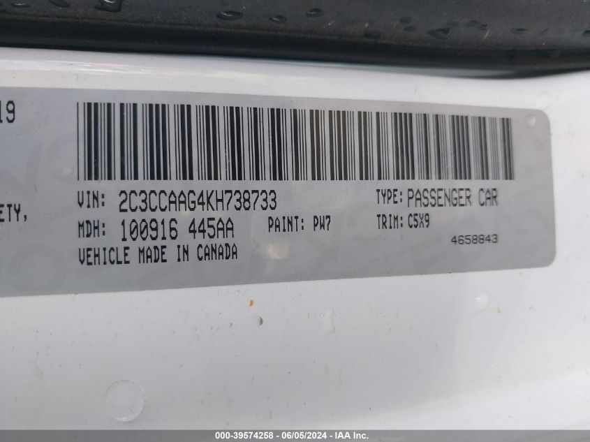 2C3CCAAG4KH738733 2019 Chrysler 300 Touring