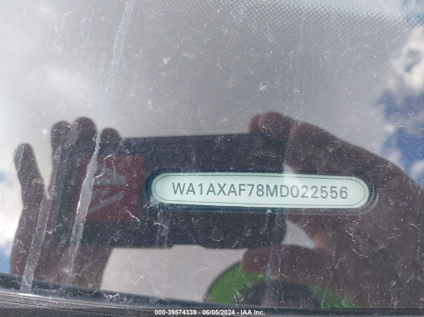 2021 Audi Q7 Premium 55 Tfsi Quattro Tiptronic VIN: WA1AXAF78MD022556 Lot: 39574339