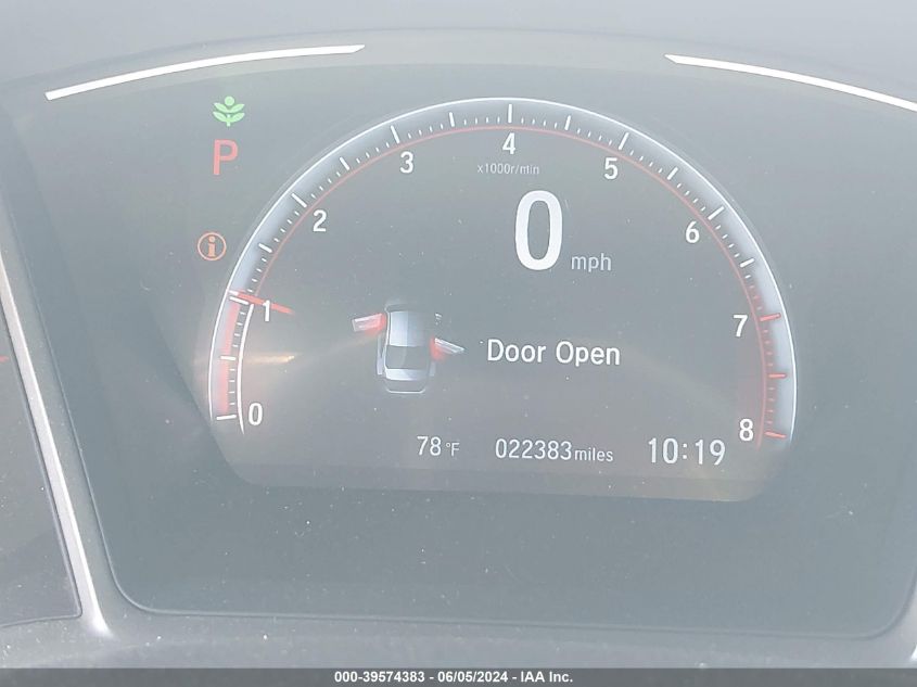 2019 Honda Civic Sport VIN: 2HGFC2F88KH581256 Lot: 39574383