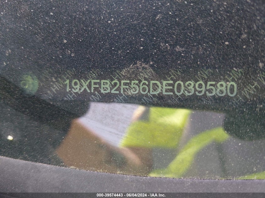2013 Honda Civic Lx VIN: 19XFB2F56DE039580 Lot: 39574443