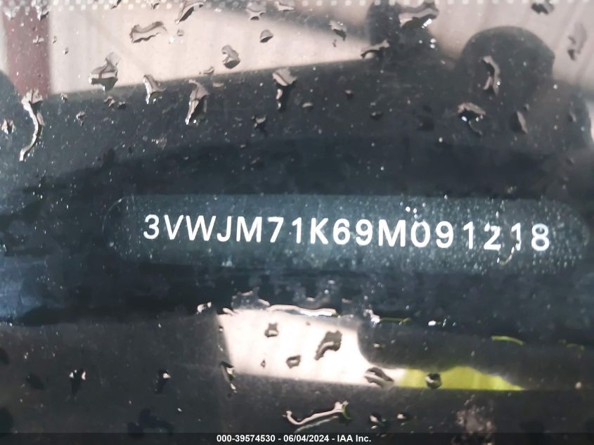 2009 Volkswagen Jetta S VIN: 3VWJM71K69M091218 Lot: 39574530